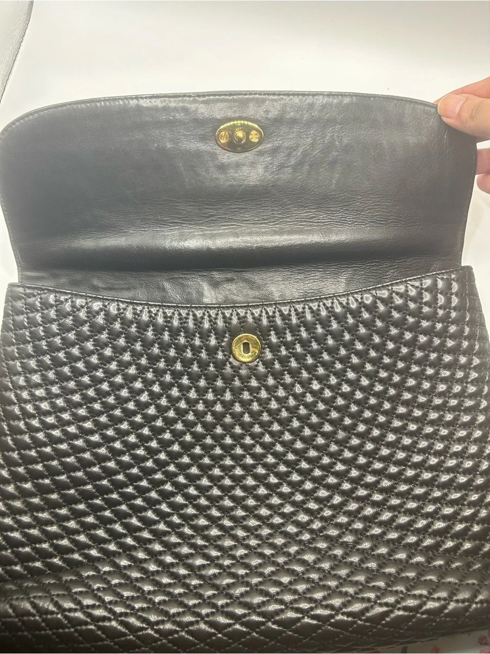 Bally Black Quilted Leather Satchel with Gold Hardware